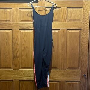 Elegant Navy blue  Jumpsuit with Pink & White Stripes